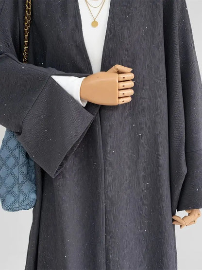 Cralom Winter Shiny Kimono Abaya Caftan Dress Muslim Dubai Luxury