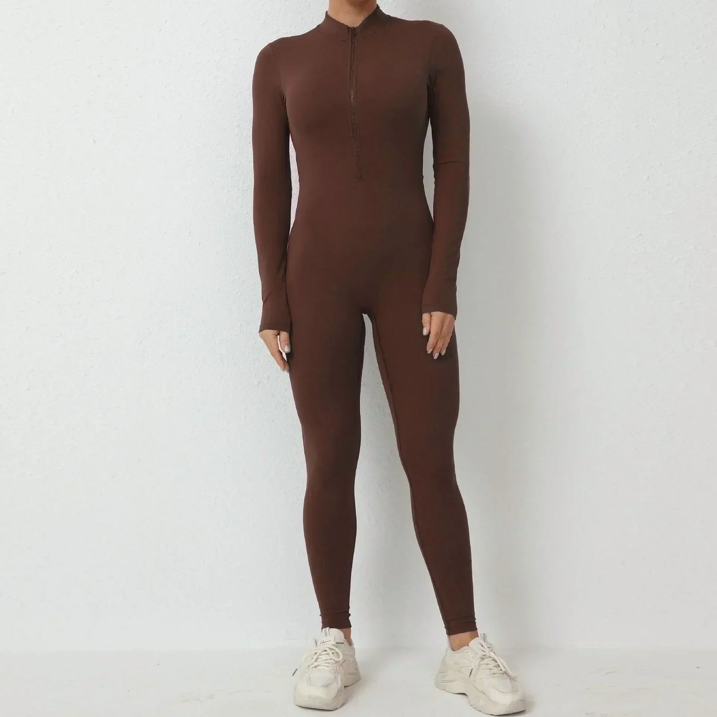 Cralom Zip-front Yoga Jumpsuit: Comfortable Bodysuit for Women's Gym & Fitness