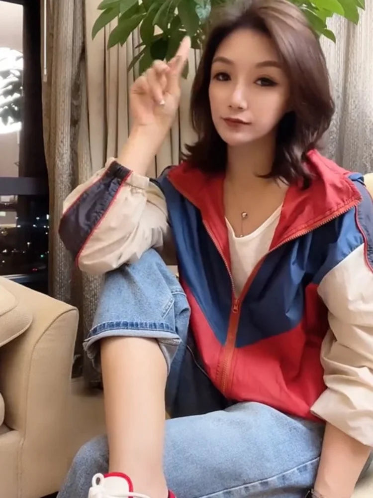 Cralom Zipper Sweatshirt Jacket Women's Streetwear 2024 Luxury Fashion Coat