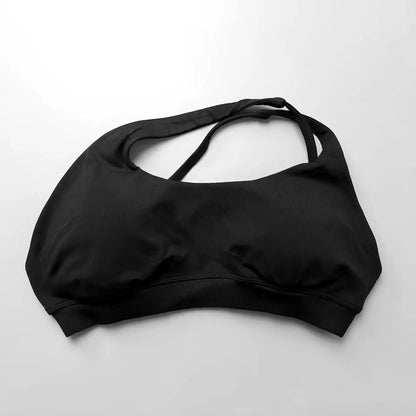 Cralom Asymmetric High Support Halter Sports Bra for Women - Backless Fitness Activewear