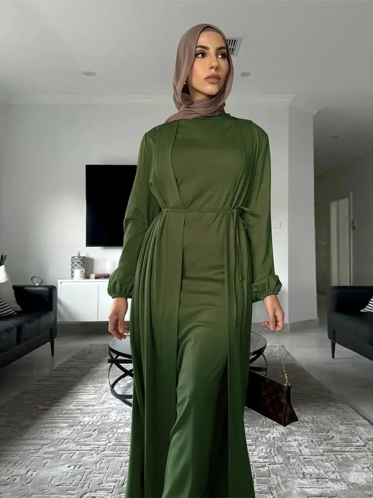 Helyn's Ramadan Eid Satin Abaya Dubai Set