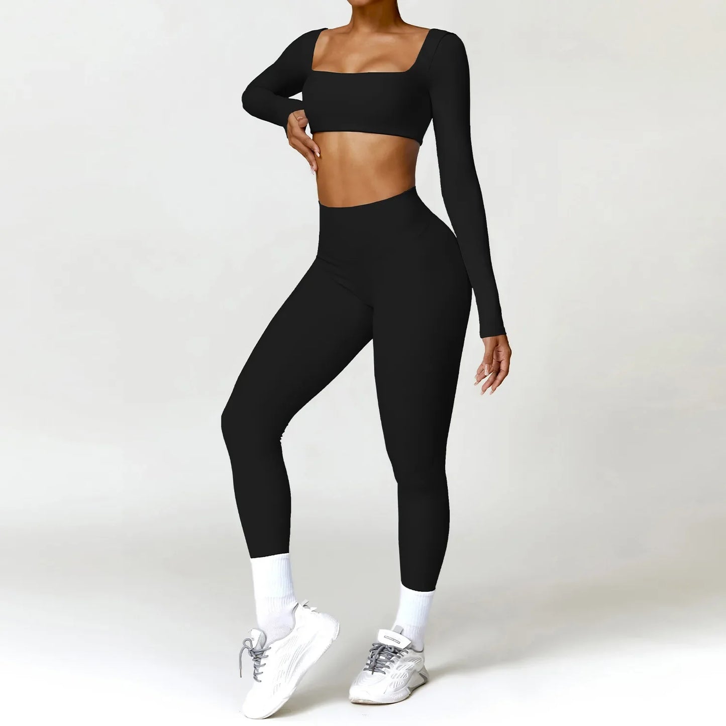 Cralom 2PCS Yoga Set for Women: Quick-Drying Sports Suit for Gym and Running