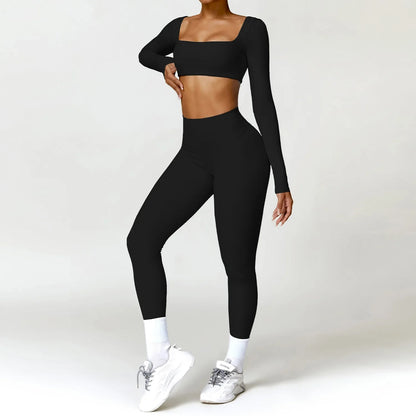 Cralom 2PCS Yoga Set for Women: Quick-Drying Sports Suit for Gym and Running
