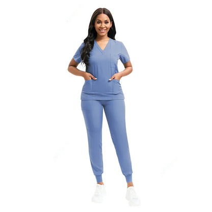 Cralom Stretch Scrub Set: Top & Pants With Pocket, Premium Nurse Doctor Uniform
