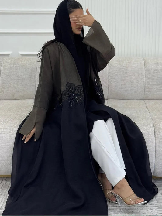 Cralom Luxury Kimono Abaya Maxi Dress for Elegant Muslim Fashion