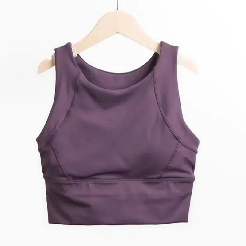 Cralom Shockproof Yoga Bra for Women, Quick Dry Gym Crop Top, Running Workout Bra