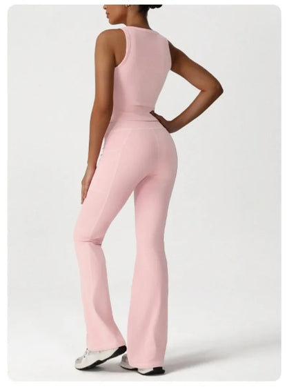 Cralom Yoga Set: Naked Sensation Vest & Sculpting Leggings for Fitness