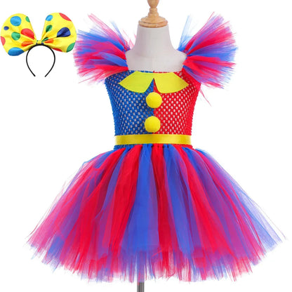 Cralom Circus Clown Costume Tutu Dress for Kids Carnival Party Halloween