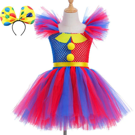 Cralom Circus Clown Costume Tutu Dress for Kids Carnival Party Halloween