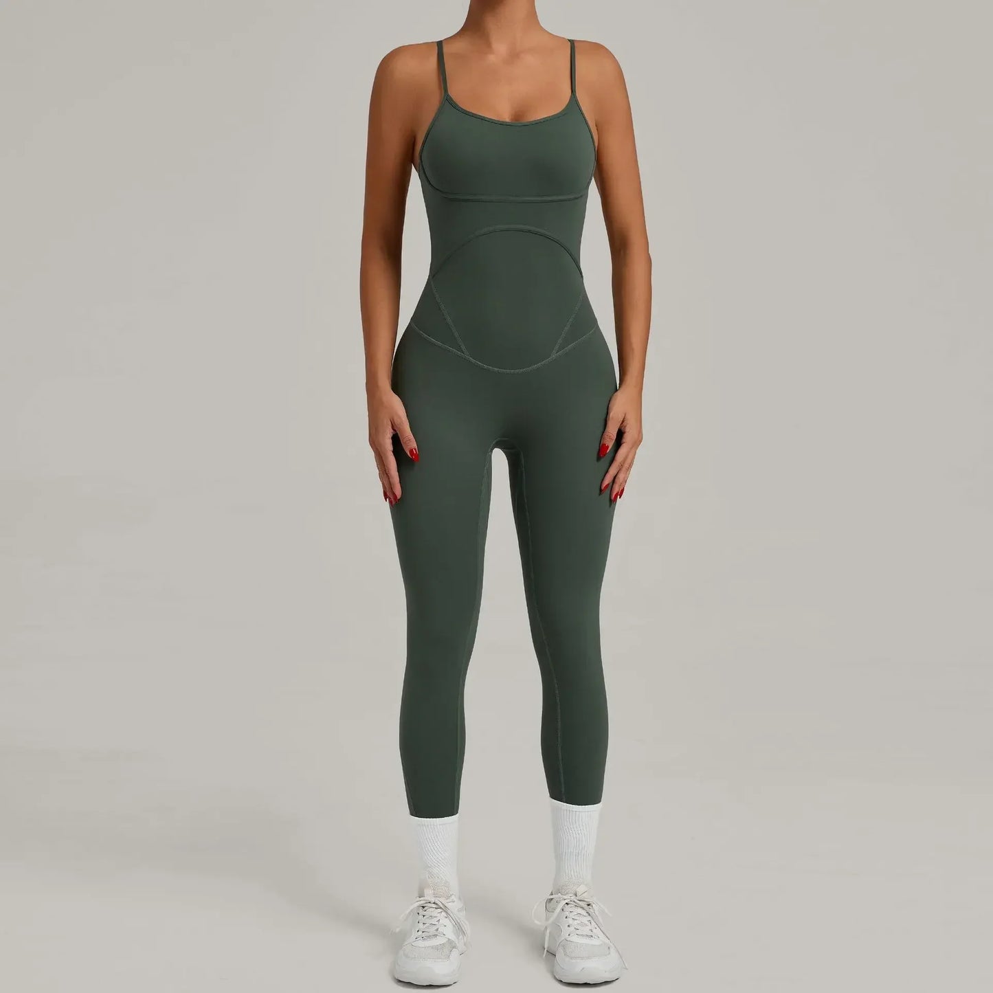 Cralom Seamless Yoga Bodysuit with Adjustable Cross Straps