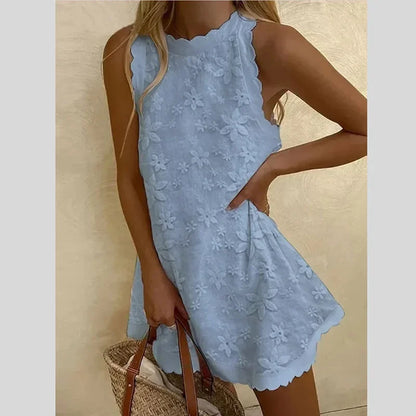 Cralom Floral Embroidery Off Shoulder Summer Dress
