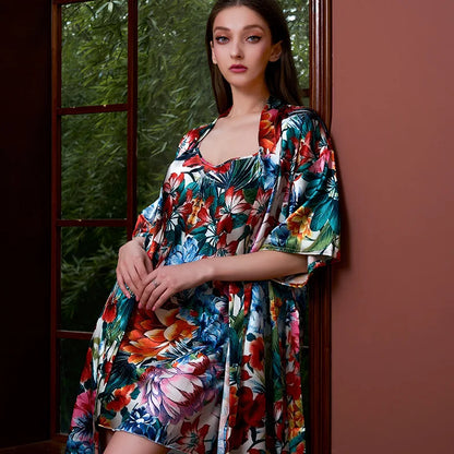 Satin Robe Set by Cralom: Super-Soft Plus Size Pajamas for Ladies, Perfect for Sleep and Lounge