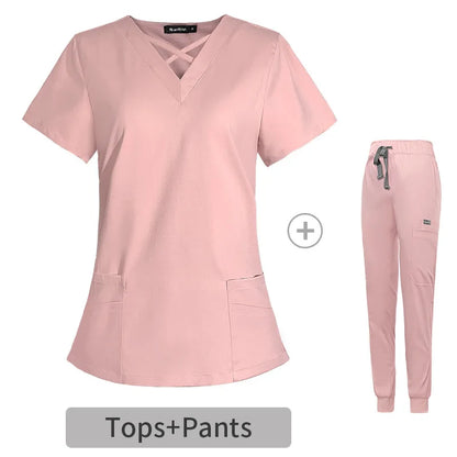 Cralom Anesthetist Scrubs Set: Tops & Jogger Pants - Operating Room Workwear