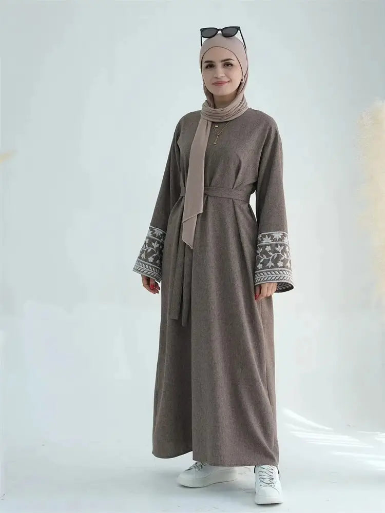 Cralom Black Eid Abaya Modest Dress for Muslim Women
