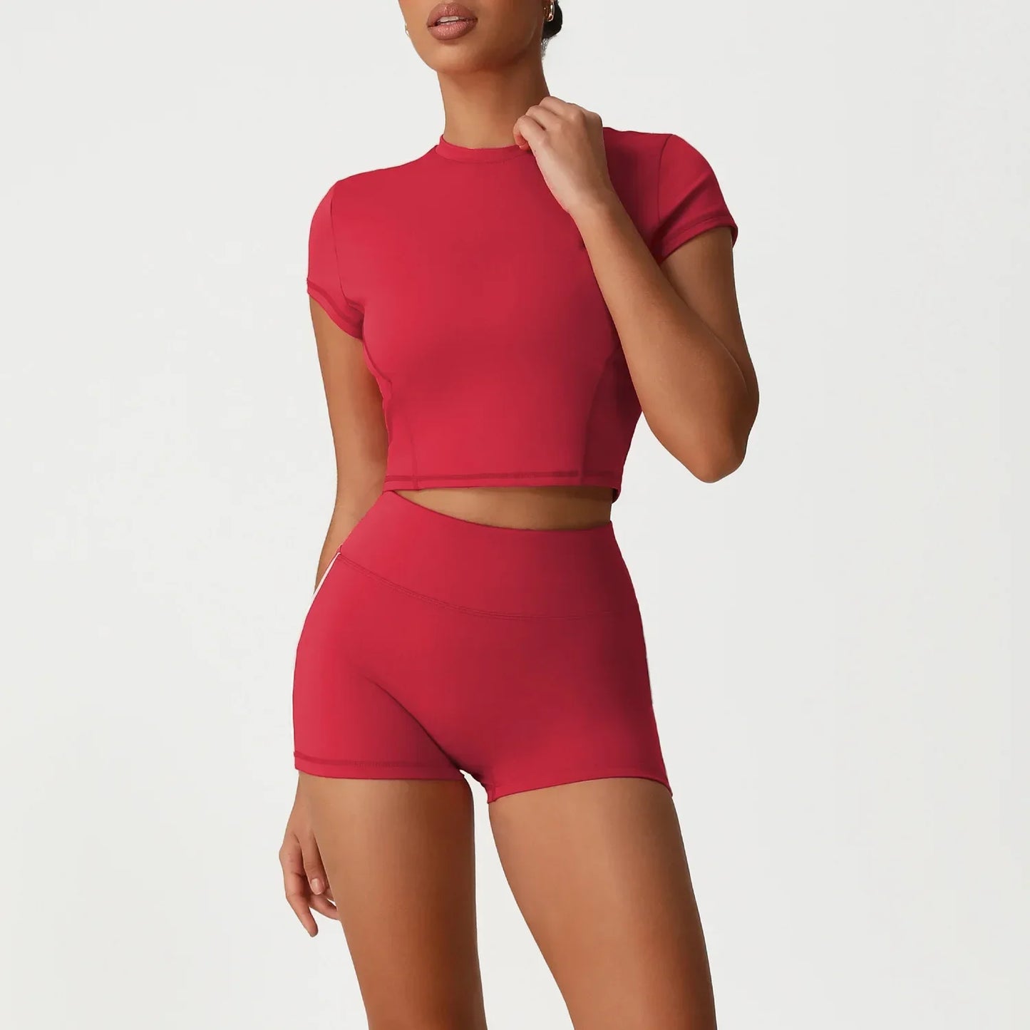 Cralom Seamless Yoga Set: Naked Feel Tee & Booty-Lifting Leggings