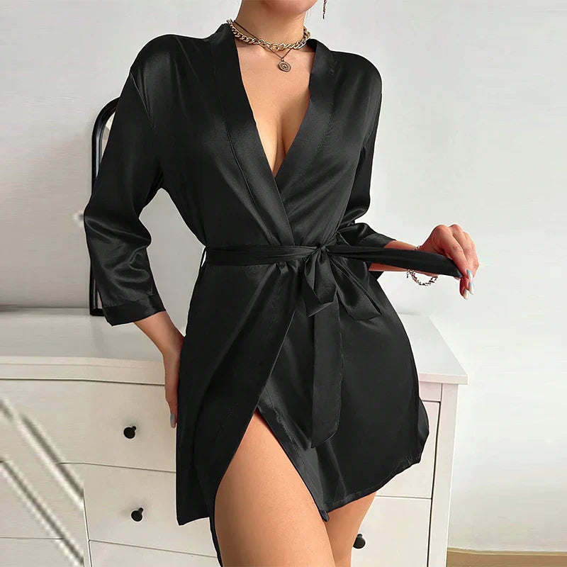 Luxurious Satin Bridesmaid Robe Kimono by Cralom: Soft, Spa-Style Sleepwear for Women