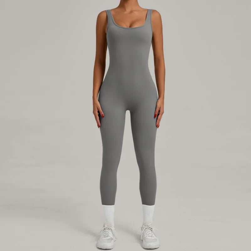 Cralom Yoga Jumpsuit: Seamless Beauty Back Fitness One-piece Leggings for Women