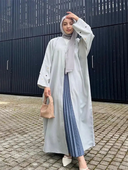 Cralom Butterfly Moon Heart Print Eid Abaya Kaftan