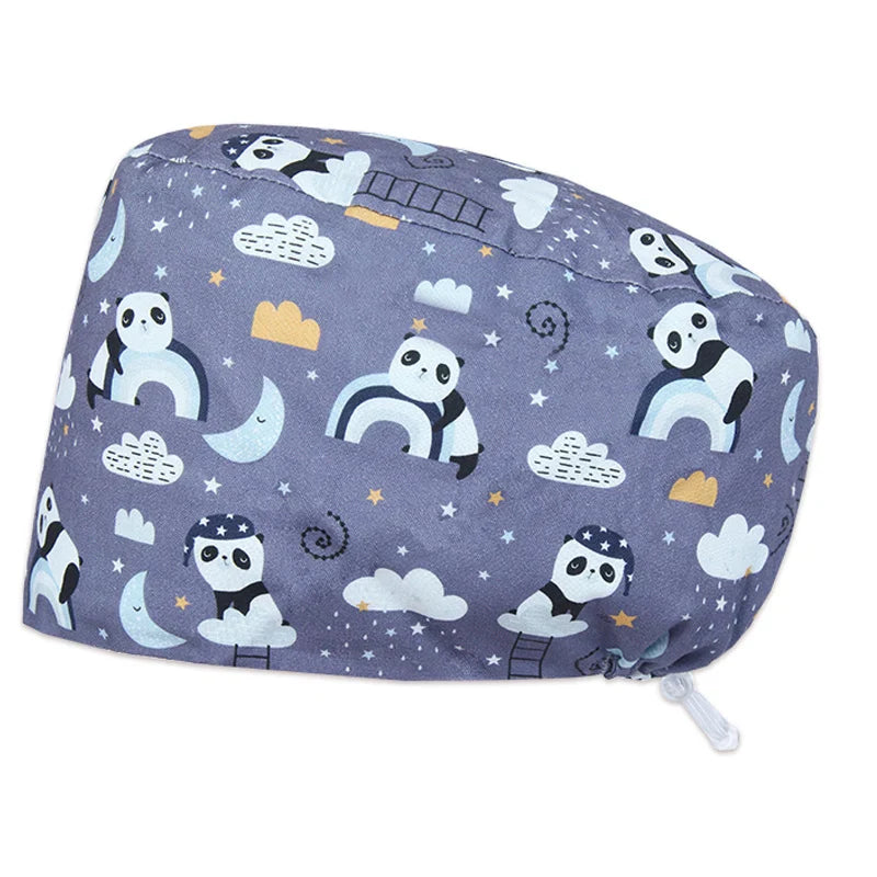 Cralom Women's Cat Print Doctor Hat for Pediatrics & Veterinary Clinics