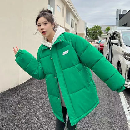 Cralom Furry Collar Cotton-padded Jacket Coat Women Y2K Streetwear Casual Coat