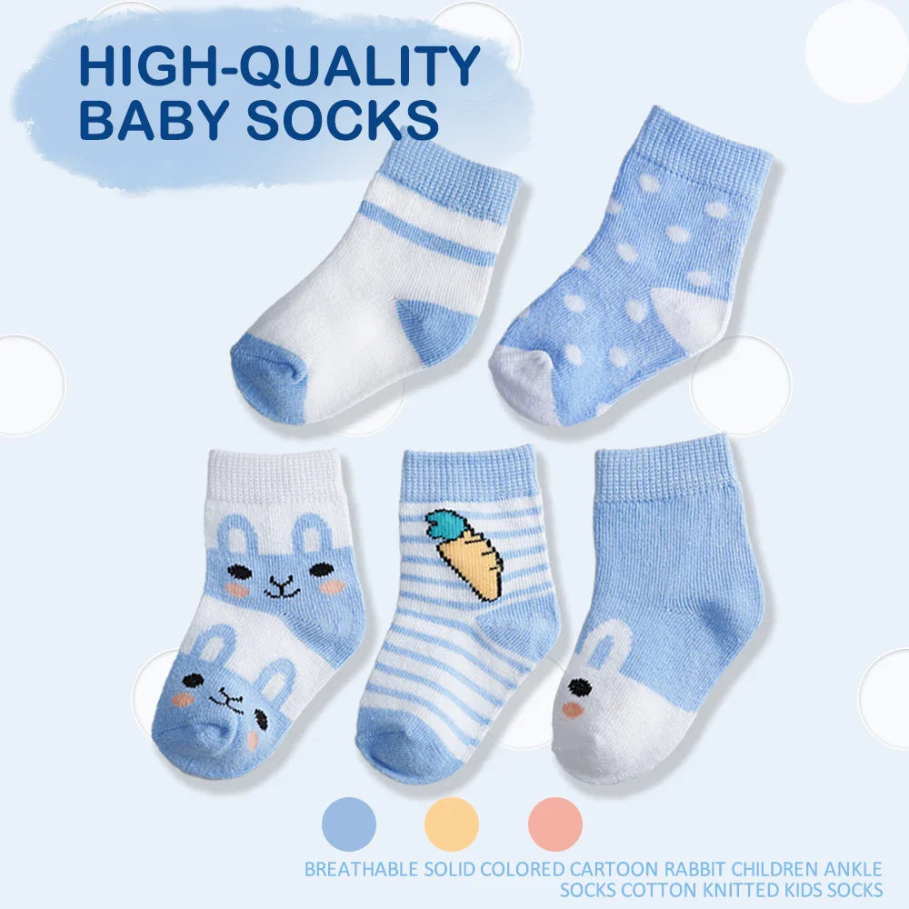 Kids Cotton School Socks Set 100% Breathable Anti-Slip Casual Sports by Cralom