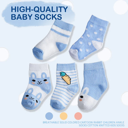 Kids Cotton School Socks Set 100% Breathable Anti-Slip Casual Sports by Cralom