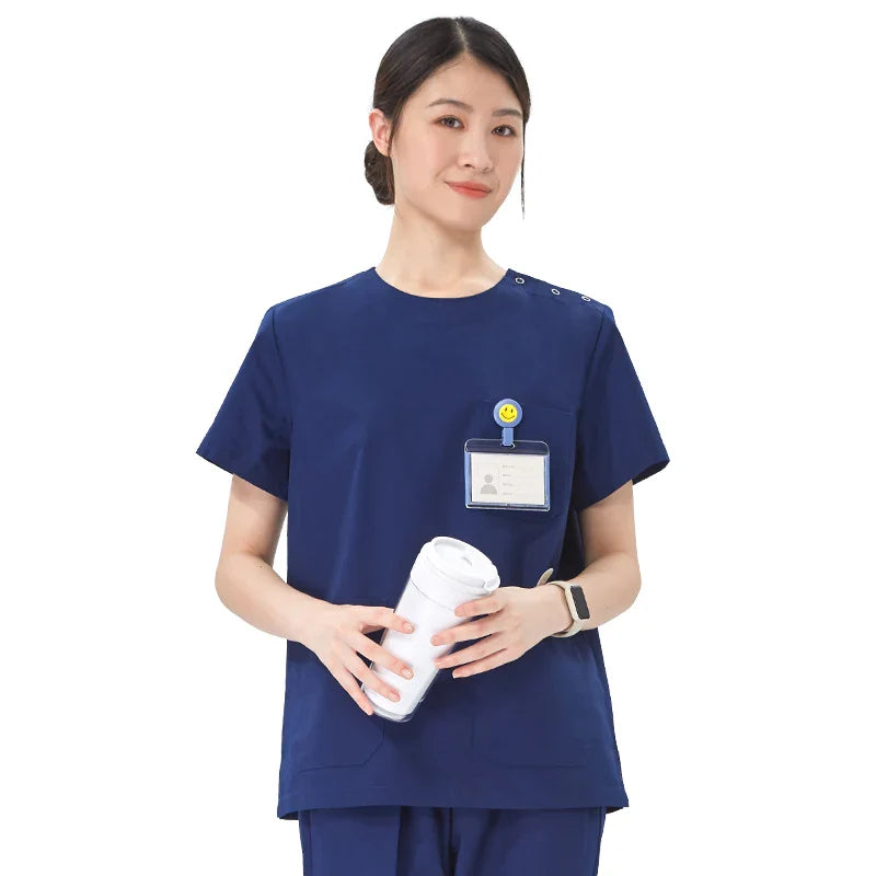 Cralom Women's Crew Neck Scrub Set - 3 Pocket Solid Workwear