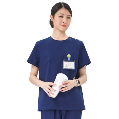 Cralom Women's Crew Neck Scrub Set - 3 Pocket Solid Workwear