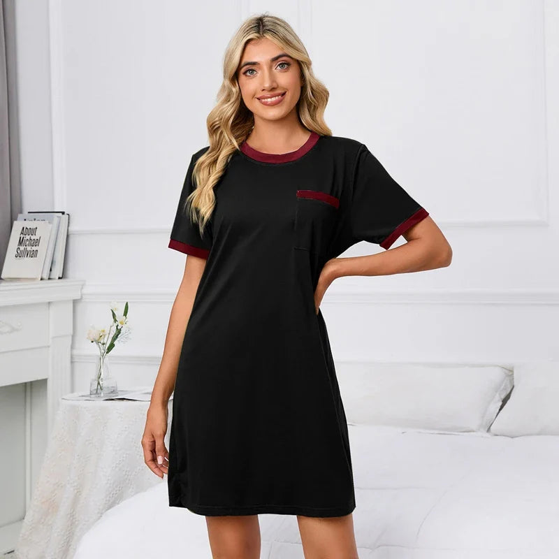 Cralom Soft Short Sleeve Summer Nightgown - Lightweight Women's Sleepdress