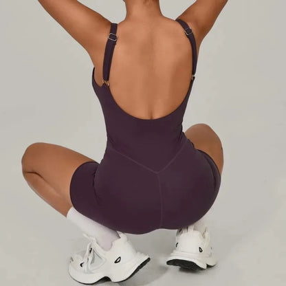 Cralom Seamless Yoga Jumpsuit with Adjustable Straps for Fitness & Workout