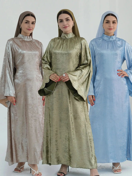Cralom Ramadan Flare Sleeve Abaya Dress Modest Kaftan Luxury Dubai Abayas