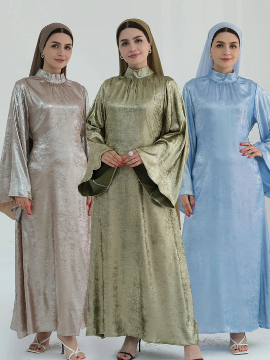 Cralom Ramadan Flare Sleeve Abaya Dress Modest Kaftan Luxury Dubai Abayas