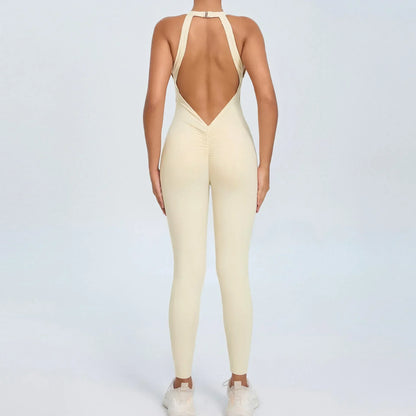 Cralom Yoga Jumpsuit: Hip-lifting, Backless One-Piece Fitness Tracksuit for Women