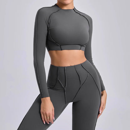 Cralom Seamless Yoga Long Sleeve T-Shirt: High Elasticity & Quick Dry Fitness Top
