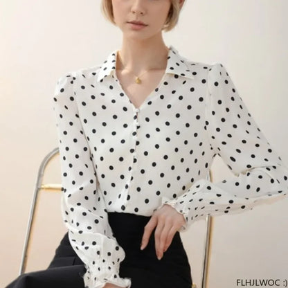 Cralom Polka Dot Tops: Sweet & Stylish Blouses for Fall Office Chic