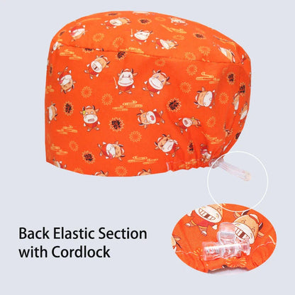 Cralom Women's Cat Print Doctor Hat for Pediatrics & Veterinary Clinics