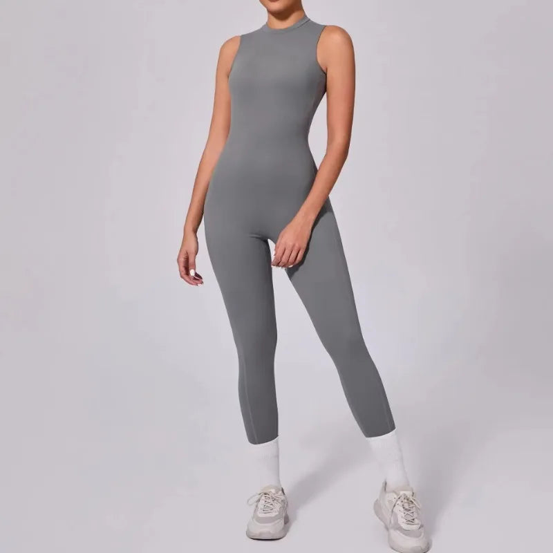 Cralom Women's High-Elasticity Yoga Fitness Jumpsuit, Bare Back, Lift Buttocks