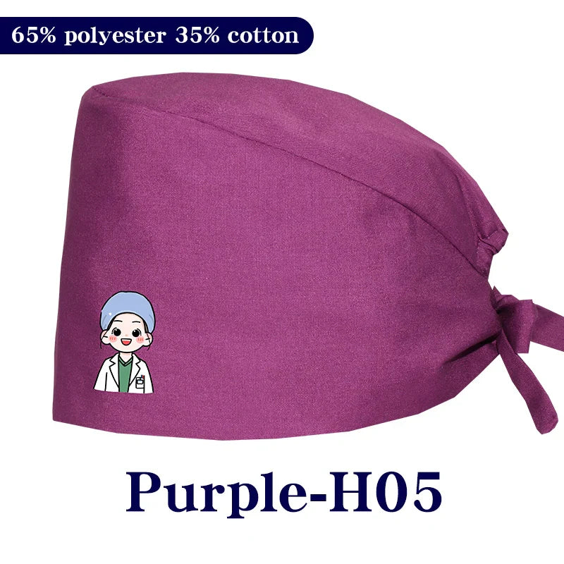 Cralom Cartoon Printed Surgical Scrub Caps for Medical & Pet Grooming Pros