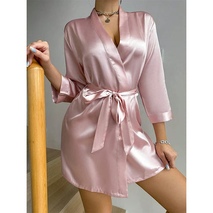 Luxurious Satin Bridesmaid Robe Kimono by Cralom: Soft, Spa-Style Sleepwear for Women