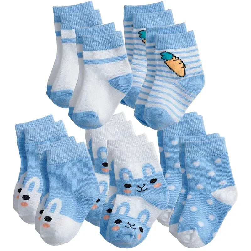 Newborn Boy Cotton Crew Socks 10-Pack by Cralom for Infants & Toddlers