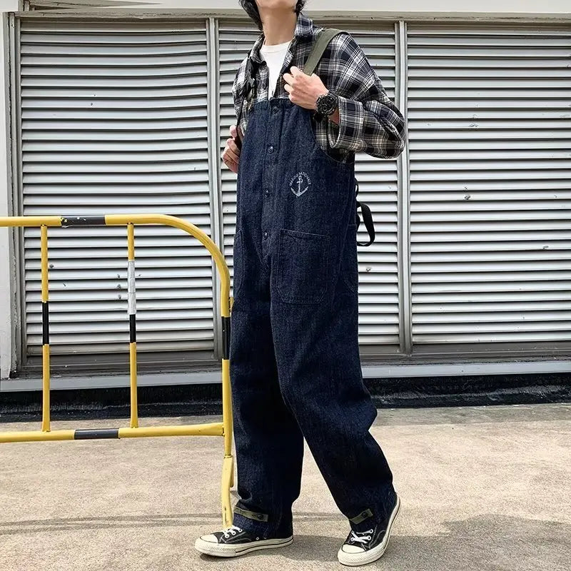 Cralom Adjustable Strap Denim Overalls with Tool Pockets