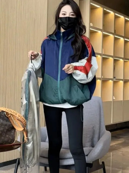 Cralom Zipper Sweatshirt Jacket Women's Streetwear 2024 Luxury Fashion Coat