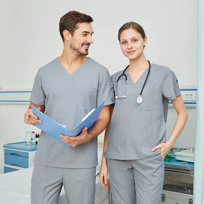 Cralom Surgeon Scrub Set: 11-Pocket Anti-Static Hospital Uniform
