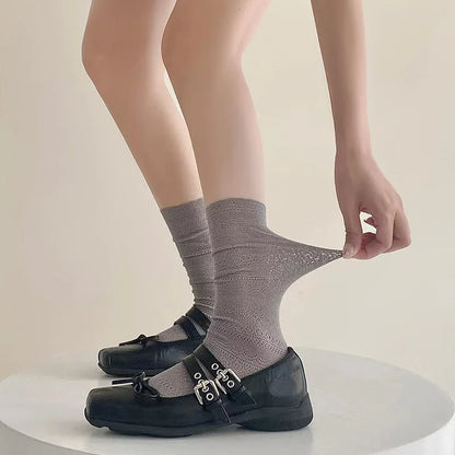 Cralom Lace Calf Socks: Slimming, Hollow Design, Retro Style, Breathable Summer Socks
