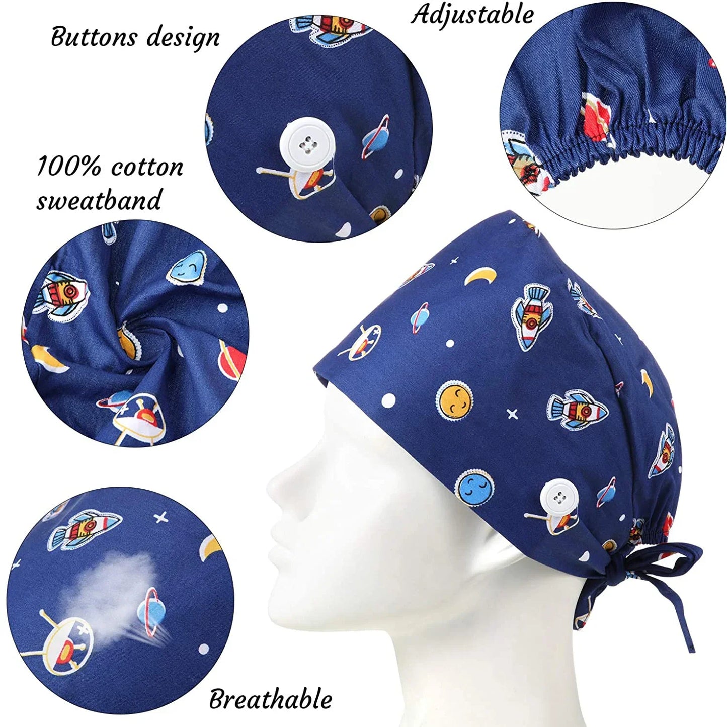 Cralom Surgical Scrub Cap for Medical Nurse Work Hat