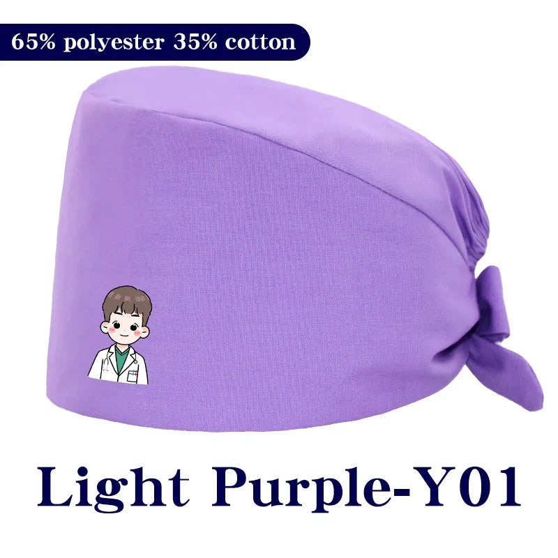 Cralom Cartoon Printed Surgical Scrub Caps for Medical & Pet Grooming Pros