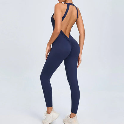 Cralom Yoga Jumpsuit: Hip-lifting, Backless One-Piece Fitness Tracksuit for Women