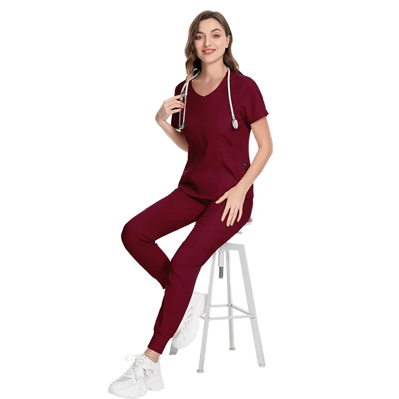 Cralom Women's Medical Scrub Set with Nursing Accessories