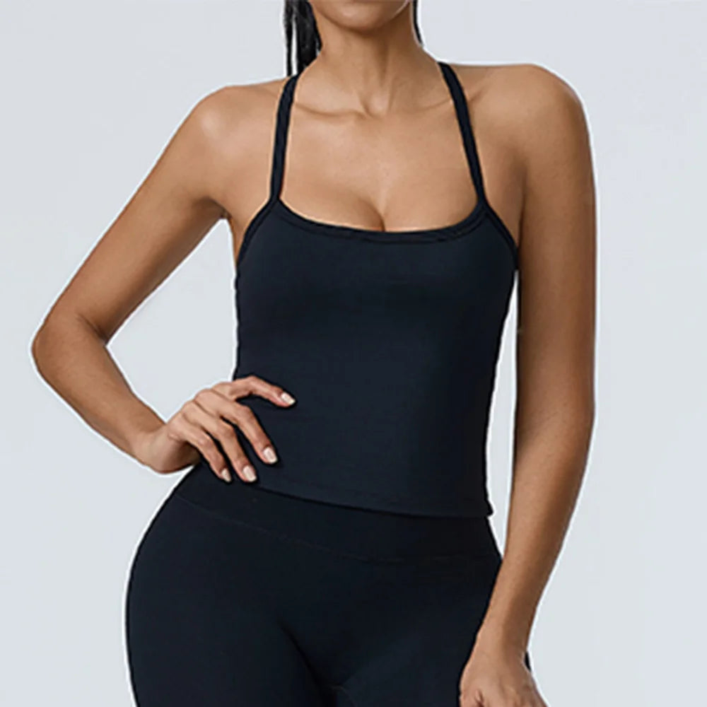 Cralom Yoga Tank Top Women Workout Gym Training Vest Quick Dry Sportswear
