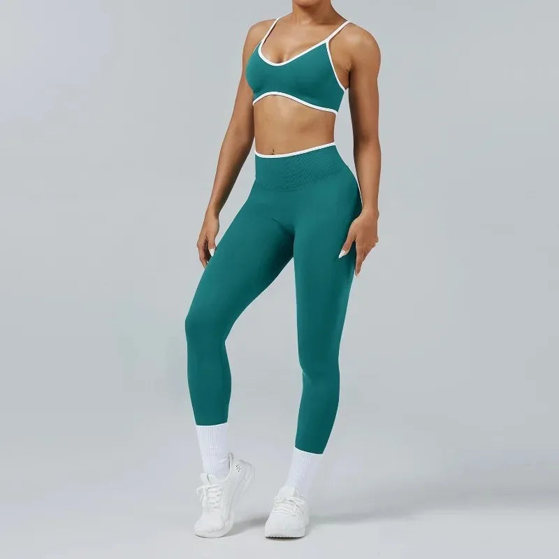 Cralom Seamless Yoga Set: Backless Sports Bra & Quick-Dry Leggings for Fitness
